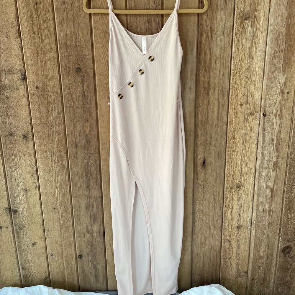 Light Blush Slit Form Fitting Dress